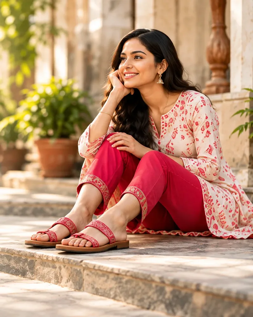 A woman wearing Solesens sandals